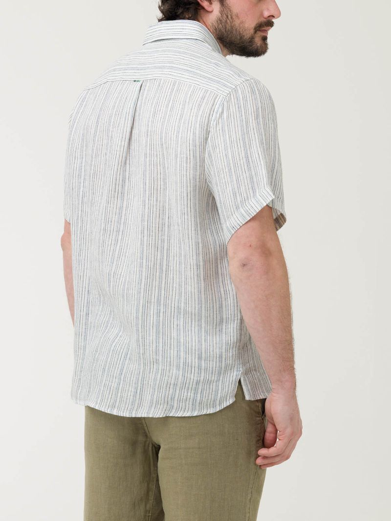 Camisa-Manga-Corta-Lino-Organico-Para-Hombre-Brisa-Azul-Rockford