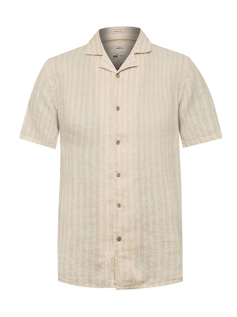 Camisa-Manga-Corta-Lino-Organico-Para-Hombre-Duna-Beige-Crudo-Rockford