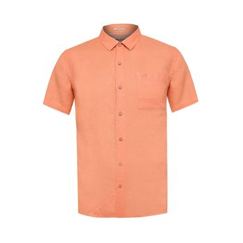Camisa Manga Corta Lino Orgánico Para Hombre Linenshort Naranjo Rockford