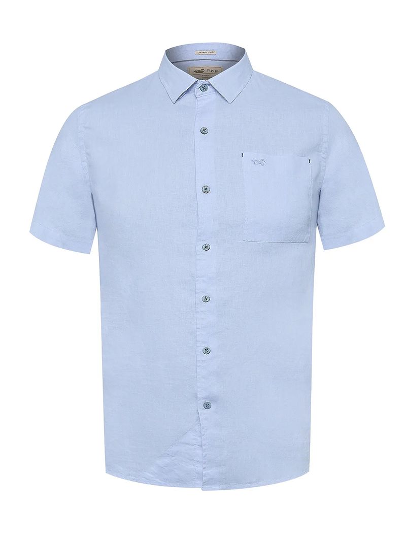 Camisa-Manga-Corta-Lino-Organico-Para-Hombre-Linenshort-Azul-Rockford
